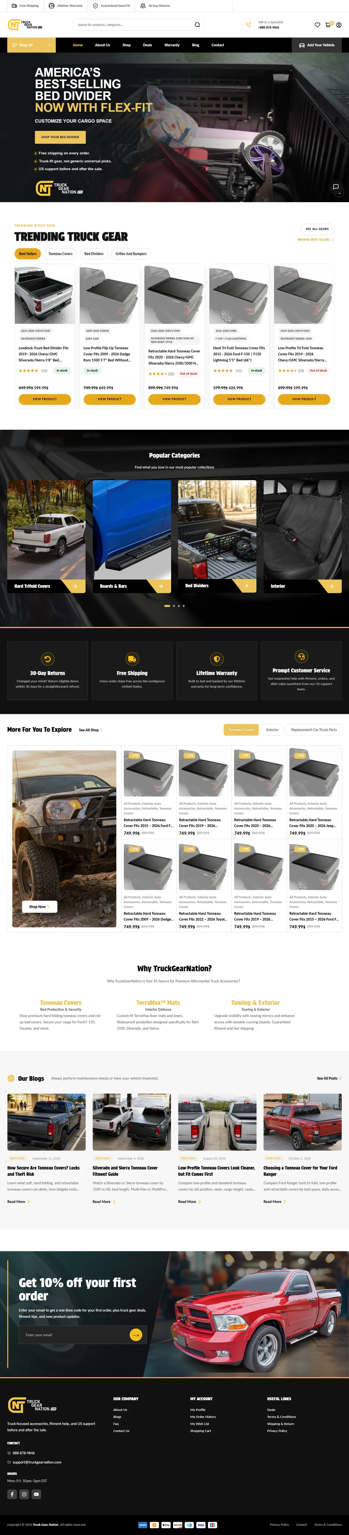 Truck Gear Nation home page on desktop