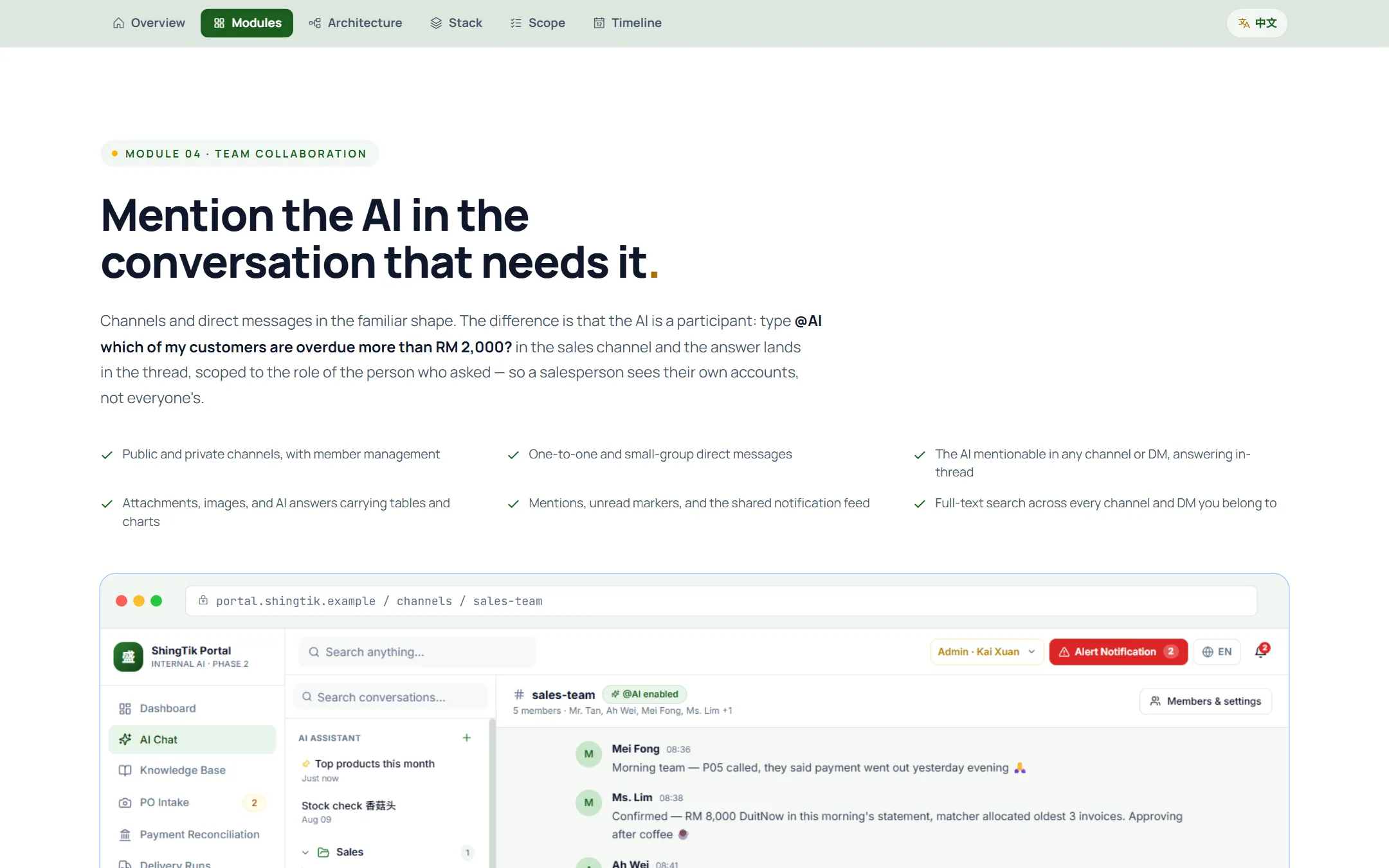 Proposal slide: MD4 · Mention the AI in the conversation that needs it